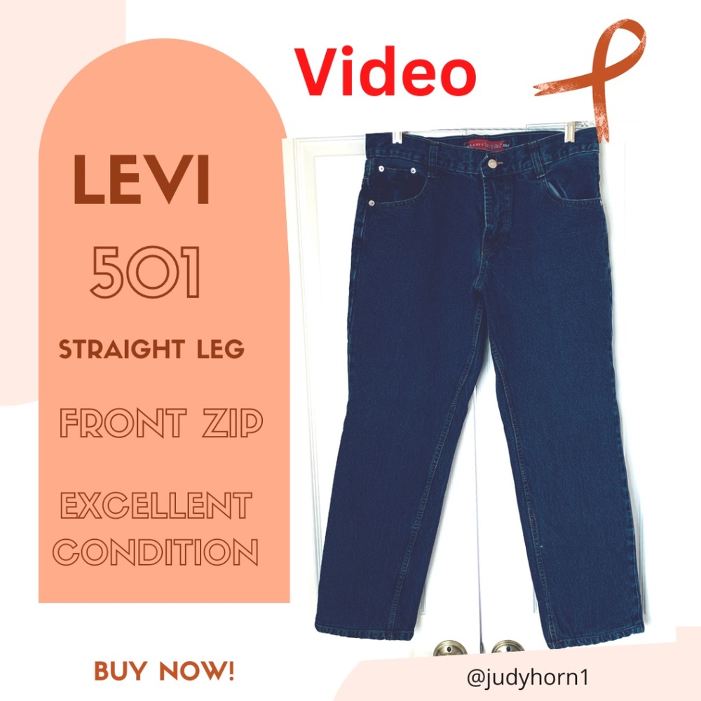 LEVI 501 DARK WASH HIGH WAISTED ZIPPER JEANS